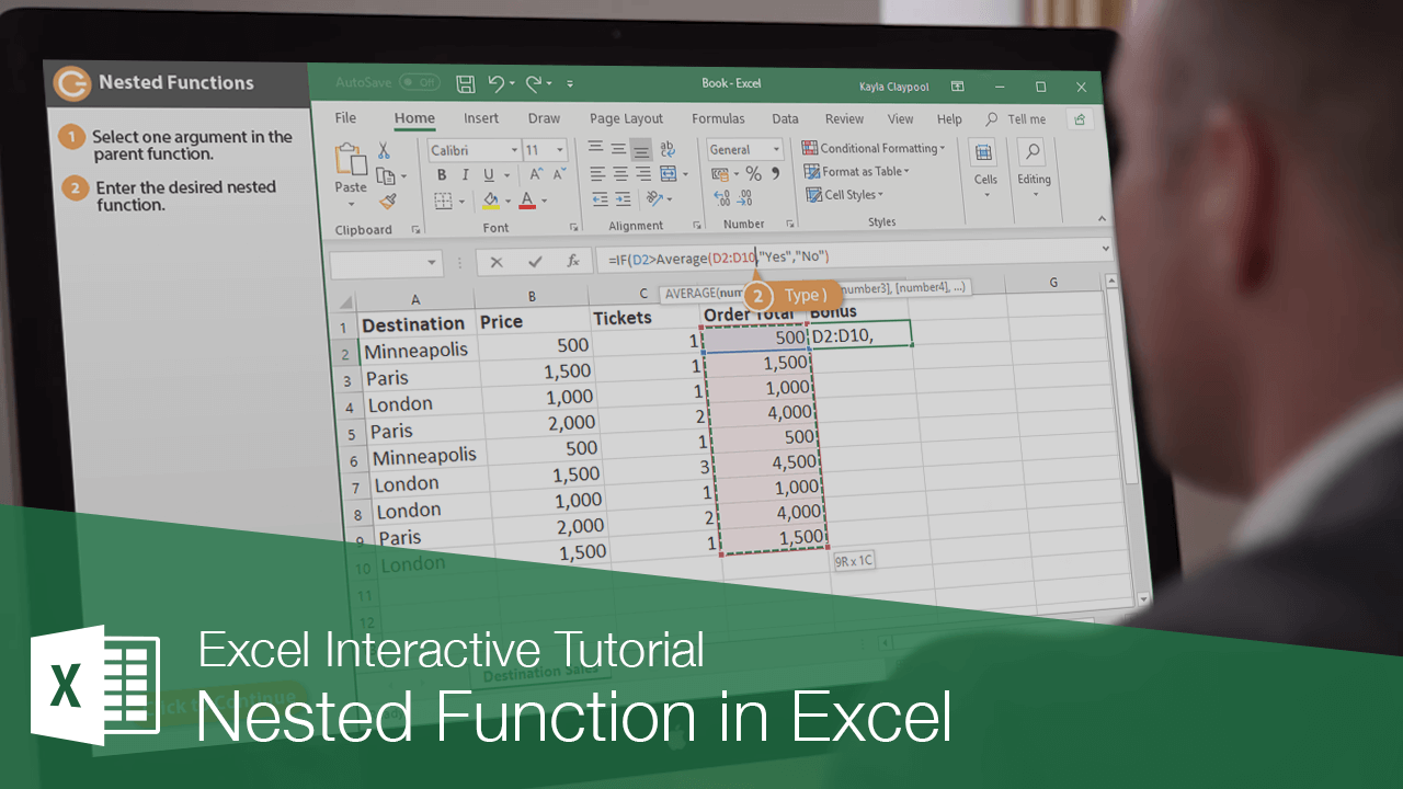 Nested Function In Excel Customguide 2229