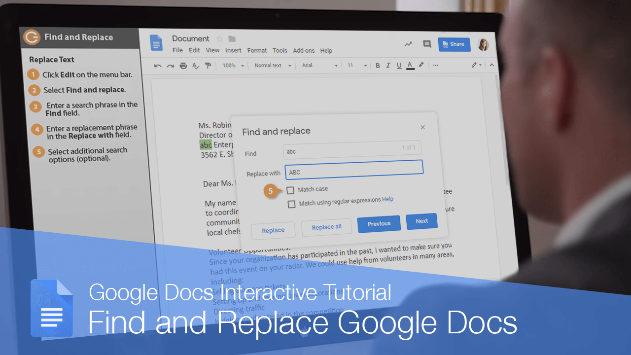 Find and Replace in Google Docs